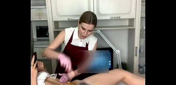  Depilation for a very sexy girl, during the procedure I got very wet, could I resist stroking her